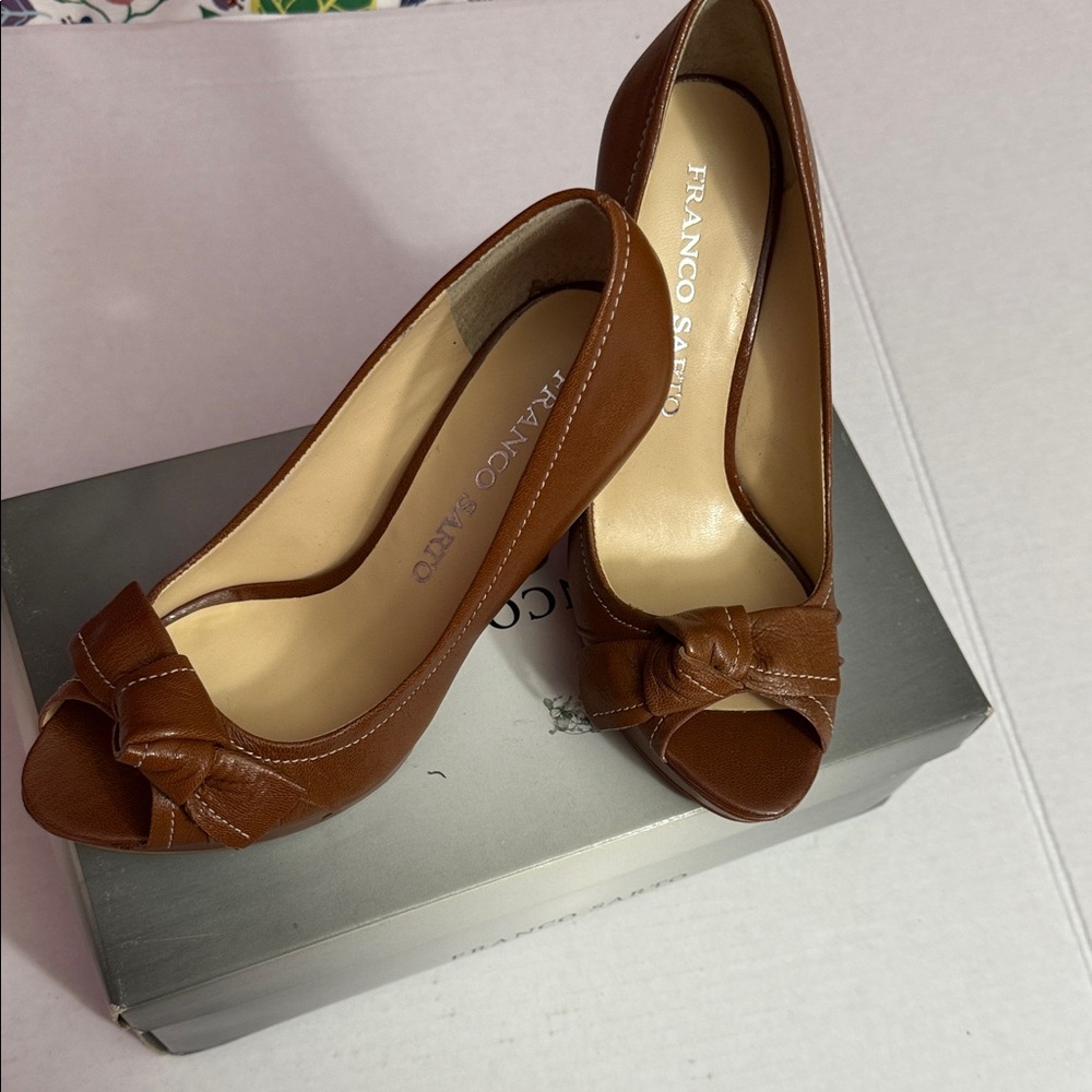 Franco Sarto Brown Open-Toe Heels